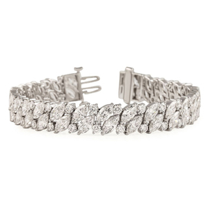 Bracelet tennis en diamants de laboratoire marquise angulaire de 19,7 carats, plaqué or 14 carats, pour femme, certifié IGI, élégant - Product Image 1