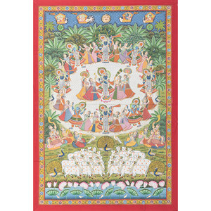 Pichwai Art Ivory Cotton Rope Bohemian Christmas <b>Wall</b> Art & Tapestry for Outdoor <b>Wall</b> <b>Decor</b> - Product Image 1