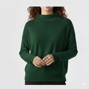 Fashion Women Oversized Printed Knitted Mockneck <b>Jumper</b> Soft Cozy Long Sleeve Casual Top <b>Warm</b> Winter Autumn Trendy Loose Fit OEM - Product Image 2