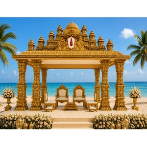 Mandap de mariage élégant en fibre de verre pour le temple Grand Gopuram, avec piliers sculptés et design majestueux, idéal pour les mariages à destination, personnalisable - Product Image 1