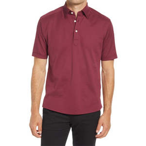 Polo Eton Borgogna Slim Fit 100% Cotone Antipiega con Ricamo Tecnico Fantasia Tinta Unita Alta Qualità XX-Large - Product Image 1