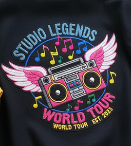 เสื้อแจ็กเก็ตทีมตัวแทน | เสื้อบอมเบอร์เลตเทอร์แมนบล็อกสีมีแขนหนังและปักลายกำมะหยี่ | เสื้อโค้ทแฟชั่นเฉพาะบุคคล - Product Image 3