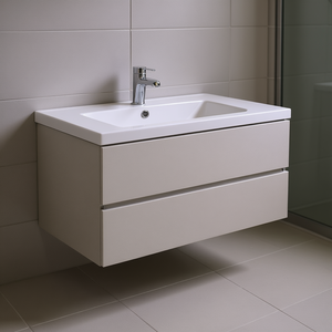 Ensemble de salle de bain Vieste 90 cm avec base suspendue et 2 tiroirs gris nacré - Product Image 3