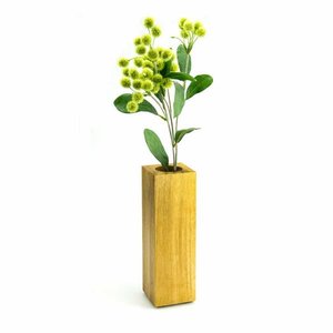 Vase à fleurs en bois artisanal, forme rectangulaire haute, décoration minimaliste, bois naturel, accent moderne pour l'intérieur, style table ou sol - Product Image 4