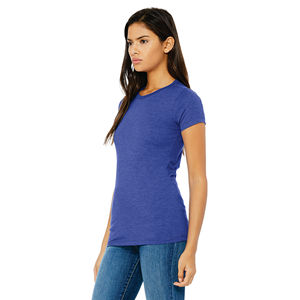 Bandes d'épaules plus longues, longueur du corps 100% Airlume peignée et anneau en coton filé 32 simple 4.2 oz, Heather True Royal, coupe Slim pour femmes - Product Image 2