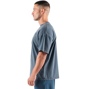 Camiseta clásica lisa de manga corta de gran tamaño para hombre, camiseta informal de algodón gris con logotipo y tamaños personalizados - Product Image 3