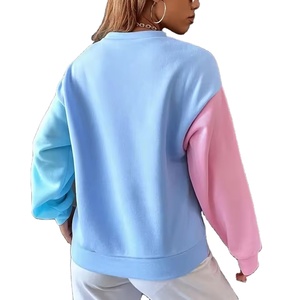 Venta caliente Terry Anti-Shrink Sudadera Mujer Oversized Drop Shoulder Crewneck Color Block Sudadera 2025 - Product Image 2