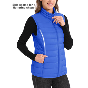 Ropa con logotipo personalizado, chaqueta con cremallera, ropa reversible, chaleco abullonado, chaleco acolchado recortado para mujer, ropa de calle, chaqueta acolchada sin mangas - Product Image 2