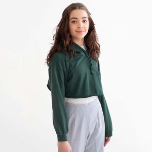 Complètement personnalisé de haute qualité pour les femmes, couleur unie, crop top à capuche vierge, nouvel arrivage de sweats à capuche avec logo personnalisé et imprimé pour les femmes - Product Image 2