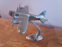 Maquette d'avion hydroplane vintage en aluminium moulé lourd, style Art Déco, artisanat métallique, décoration de table, objet de collection