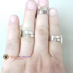 Bagues tribales en argent allemand de qualité supérieure pour femmes bijoux ethniques réglables en paquets de vente en gros et au détail - Product Image 3