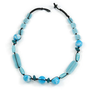 Fancy Handmade Resin Beaded <b>Necklace</b> Natural Stone Blue Colorful Beads Stylish Unisex Fashionable Jewelry <b>Statement</b> Piece Woman - Product Image 1
