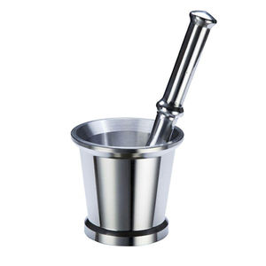 Mortier et pilon en métal argenté Outil de cuisine - Product Image 6