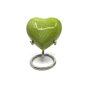 Urna Funeraria de Cerámica en Forma de Corazón, Diseño Moderno con Puntos Verdes, Recipiente Duradero para Cenizas de Mascotas - Product Image 4