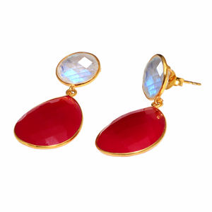 Pendientes chapados en oro de Plata de Ley 925, piedras preciosas fucsia naturales, joyería de moda de alta calidad para bodas, fiestas, fábrica - Product Image 2