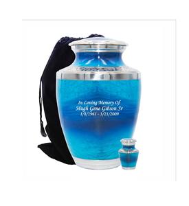 Urna de cremación humana Ocean Lover's con bolsa de terciopelo y personalización Urna funeraria Blue Ocean - Product Image 1