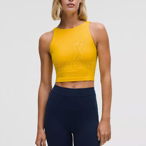 Top corto de yoga sin costuras de alta calidad para mujer, último estilo con característica transpirable, venta directa de fábrica, logotipo personalizable en la parte delantera - Product Image 1