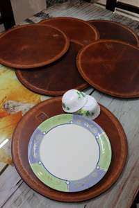 Real Leather <b>Round</b> Placemat Waterproof Wear Resistant Oil Proof <b>Table</b> <b>Mat</b> Heat-Insulating Home Use - Product Image 2
