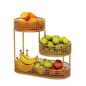 Cesta de Frutas de Hierro para la Organización de la Encimera, Ahorra Espacio Mientras Mantiene las Frutas Diferentes Arregladas y Ordenadas - Product Image 1