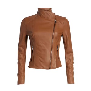 Chaqueta transpirable a prueba de viento de Invierno para mujer chaqueta de cuero genuino con relleno de algodón diseño de logotipo personalizado ropa informal larga teñida lisa - Product Image 1