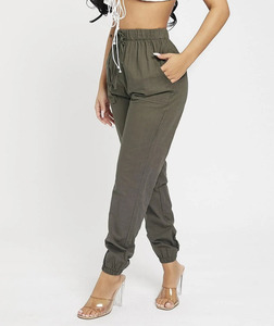 Vente en gros de pantalons de jogging en lin pour femmes pantalons de loisirs taille haute ceinture élastique multi-poches motif 3D respirant - Product Image 2