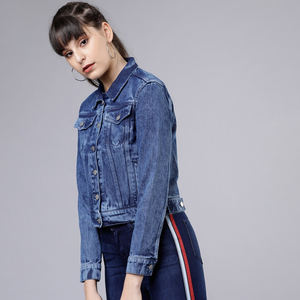 Vêtements d'extérieur élégants et confortables Veste en jean pour femmes Meilleur fabricant et fournisseur Veste en jean teinte unie pour femmes - Product Image 2