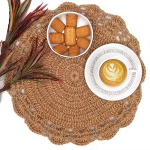 เสื่อกันความร้อนกันแบคทีเรียกันความชื้นเสื่อปูตกแต่งปอกระเจาทรงกลมปักด้วยมือ - Product Image 6