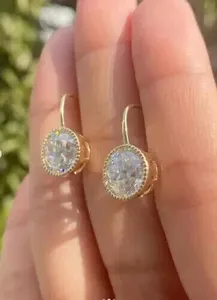 Pendientes colgantes/Gota de diamante de moissanita de corte redondo Vintage para mujer de plata 925 - Product Image 4