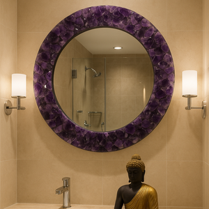 Thủ công vòng thạch anh tím gương khung đá quý tự nhiên trang trí nội thất chữa bệnh pha lê Thiền không gian giọng sang trọng tường nghệ thuật - Product Image 3