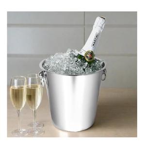 Seau à glace vintage en métal pour bar et articles de fête Seau à glace en métal doré en acier inoxydable avec poignée - Product Image 5