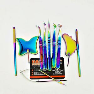 Ensemble de pinces à épiler professionnelles pour extensions de cils, outils de beauté pour cils, plusieurs couleurs, nouveau design, pinces à épiler et miroirs pour cils - Product Image 1