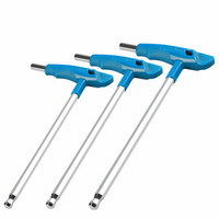 Kunci Hex T-Handle Industri Pilihan 2, 10mm, Ujung Bola Datar, Gagang Plastik, Tahan Lama, Untuk Perbaikan Bengkel