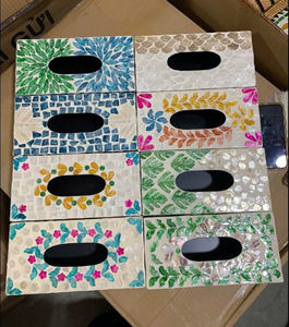 Caja de Pañuelos con Incrustaciones de Nácar, Elegante Decoración de Mesa con Incrustaciones de Concha - Product Image 3