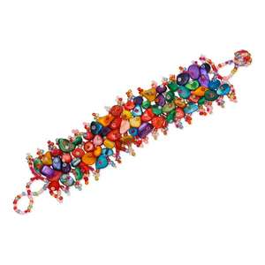 Urthn Multicolor <b>Beads</b> <b>Bracelet</b> Trendy Religious Geometric Design with Turquoise Diamond Pearl for Wedding Party Gift-1402701G - Product Image 1