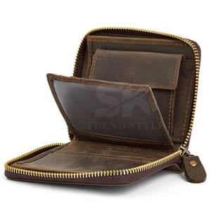 Portefeuille en cuir personnalisé avec logo, design multi-cartes plié, fermeture éclair intégrale, haute qualité, personnalisable - Product Image 2