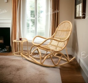 Elegante mecedora clásica de ratán artesanal y sofá relajante para interiores y exteriores, tumbona cómoda y acogedora para relajarse - Product Image 4