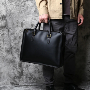 Leather Laptop Messenger Zipper Closure Protective Crossbody Portable Business Style Durable Office Use - Product Image 1