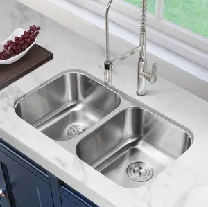 201 304 Modern Stainless Steel Sink Under Mount Double Bowl Handmade Kitchen Sink 16 18 Gauge Workstation Sink