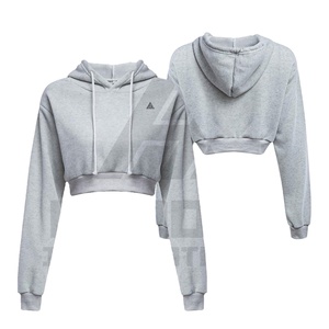 เสื้อฮู้ดคอลูกเรือแบบสั้นของผู้หญิงเสื้อครอปเซ็กซี่สีดำเรียบๆแฟชั่นใหม่ออกแบบได้ตามต้องการ - Product Image 1