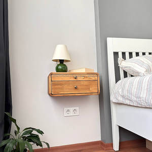 Table de chevet flottante moderne indienne faite à la main écologique avec tiroirs de rangement murale pour chambre salon décor à la maison - Product Image 4