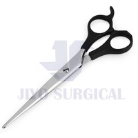 Ciseaux de salon de beauté, manche en plastique noir, lames en acier inoxydable, pointe arrondie, ciseaux de barbier 5,5