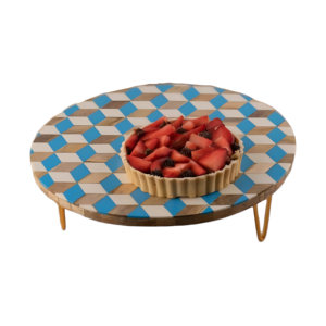 Soporte de pastel de madera de la mejor calidad con resina y metal Estilo Ins de alto estilo para fiesta Boda Restaurante Hotel de India - Product Image 1