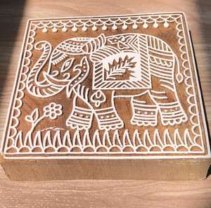 Bloque de Impresión de Madera Tallado a Mano con Diseño de Elefante: Madera de Palisandro Indio, Impresión Textil India - Product Image 3