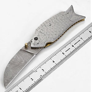 Custom Handmade Mini Pocket <b>Knife</b> Damascus Steel Folding <b>Knife</b> <b>Fish</b> <b>Knife</b> - Product Image 4