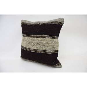 Almohada de retazos Kantha de lana Beige, almohada rústica esponjosa bordada Vintage de lujo de 14x14 pulgadas para uso en el suelo - Product Image 3