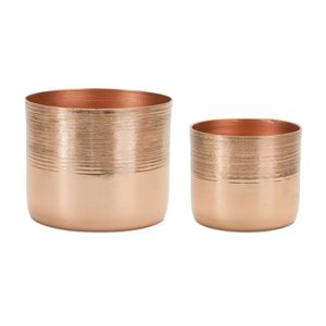 Jarrón de Metal de oro rosa con medio estampado, decoración del hogar y decoración de oficina, jarrón de mesa, Juego de 2 - Product Image 1