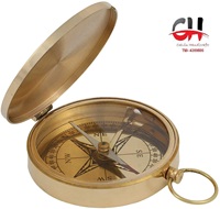 Boussole magnétique plate en laiton de 3 pouces CH Antique avec impression offset, décoration de mariage, cadeau, artisanat Calvin poli
