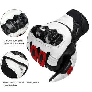 Guantes de moto de cuero genuino para hombre, diseño personalizado, protección de manos, guantes de moto - Product Image 4