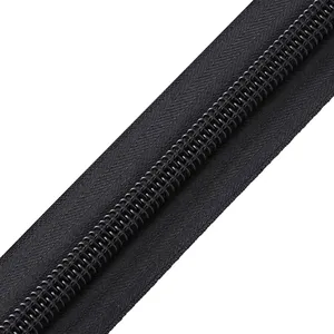 Manufacturer Wholesale Black Nylon Zipper Roll Double Sided Long Chain Zipper 10 Nylon Coil Zipper For Tents
