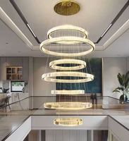 Lustre en cristal K9 moderne de luxe pour hall d'hôtel, villa, salon, loft, escalier, lustre rond en forme d'anneau, luminaire suspendu